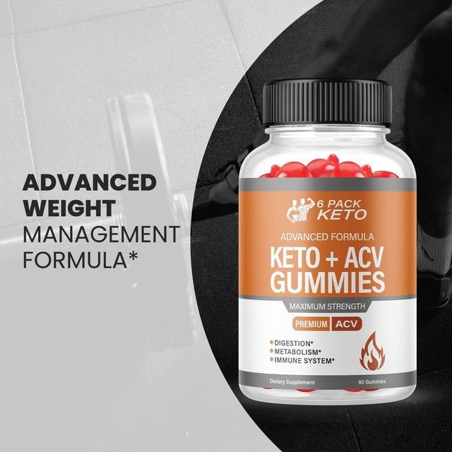 (5 Pack) 6 Pack Keto ACV Gummies - Supplement for Weight Loss - Energy & Focus Boosting Dietary Supplements for Weight Management & Metabolism - Fat Burn - 300 Gummies