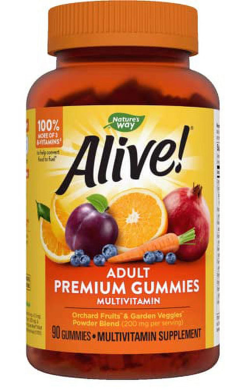 Nature'S Way Alive! Adult Premium Gummy Multivitamin, Full B Vitamin Complex, 90 Gummies