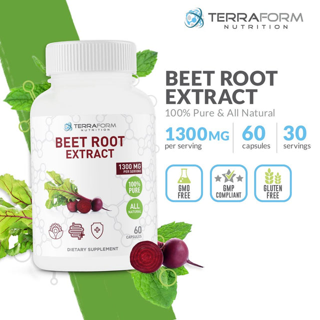 Beetroot Extract Capsules - Beetroot Supplement - for Digestive & Immune Support - 60 Capsules