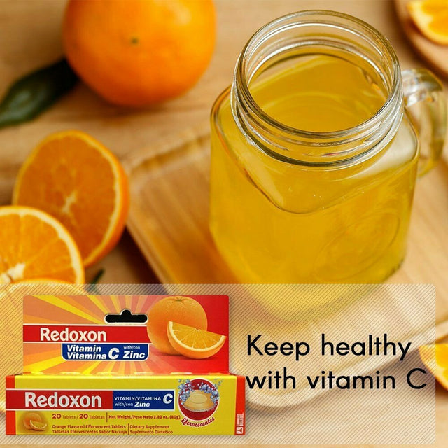 Redoxon Vitamin C & Zinc Effervescent Tablets to Help Strengthen Immune System, Unisex, 20 Count