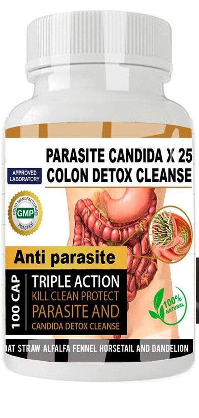 Parasite Cleanse DETOX Liver Colon Yeast Killer Pills All Natural Detox Candida 100 Capsules