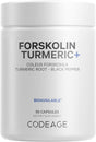 Codeage Forskolin, Pure Forskolin Coleus + Organic Turmeric Root Powder, 95% Curcuminoids + Bioperine Black Pepper for Absorption - 20% Standardized Coleus Forskohlii, Non-Gmo, 90 Capsules