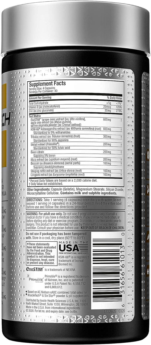 Testosterone Booster for Men | Muscletech Test HD Elite Test Booster | Muscle Builder + Nitric Oxide Booster | Boron Supplement & Tribulus Terrestris for Men | Increased Blood Flow | 120 Count