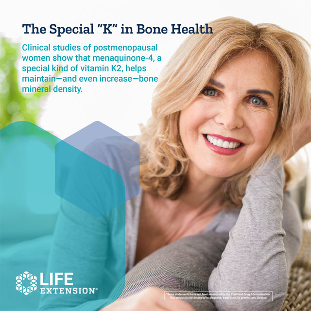 Life Extension Bone Restore Elite with Super Potent K2 - Clinically Studied Vitamin K2 Dose & Calcium, Promotes Bone Health & Density - Gluten-Free, Non-Gmo - 120 Capsules