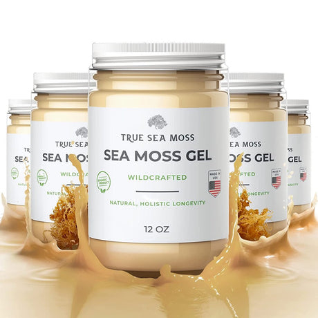 Trueseamoss Wildcrafted Irish Sea Moss Gel Raw Sea Moss Supplement, Original 12 Oz 5-Pack