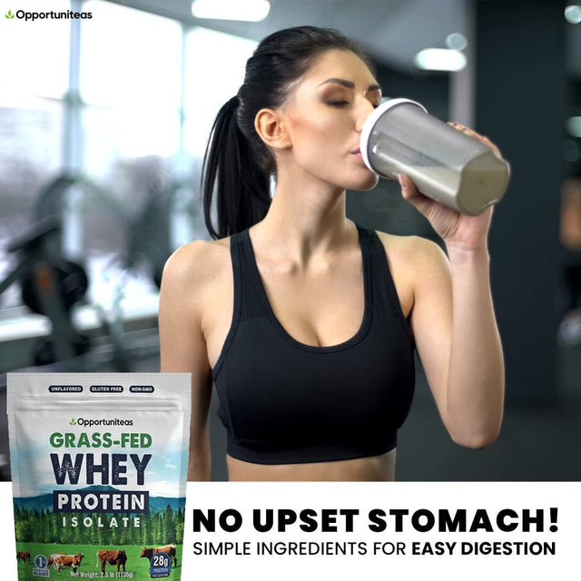 Opportuniteas Whey Protein Powder Grass Fed Whey Isolate Unflavored Protein Mix for Shakes and Baking 2.5 Lbs