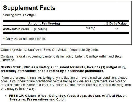 Solgar Astaxanthin 10 Mg 30 Sgels