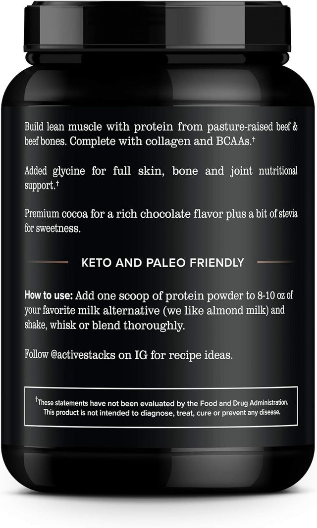 Beef Protein Isolate Powder, Chocolate - Dairy Free with Natural Collagen for Keto, Paleo, Bone Broth & Low Carb Diets, 2 Pound