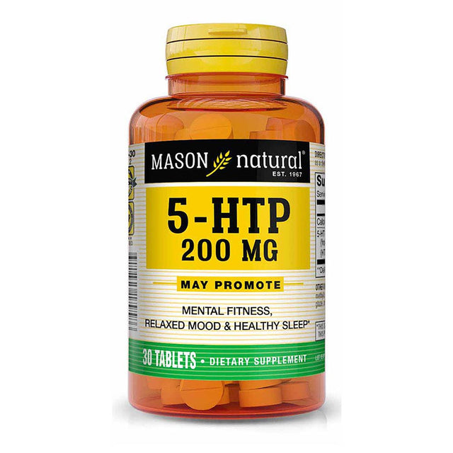 Mason Natural 5-HTP 200 Mg with Calcium - Healthy Mood and Sleep, Supports Mental Health and Fitness, 30 Tablets