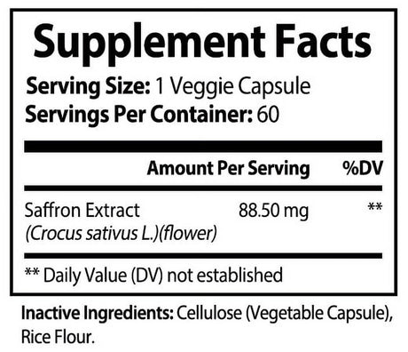 (6 Months Supply) Saffron Extract Supplement 88.5Mg - Natural Appetite Suppression, Healthy Weight Loss Pills - 60 Capsules