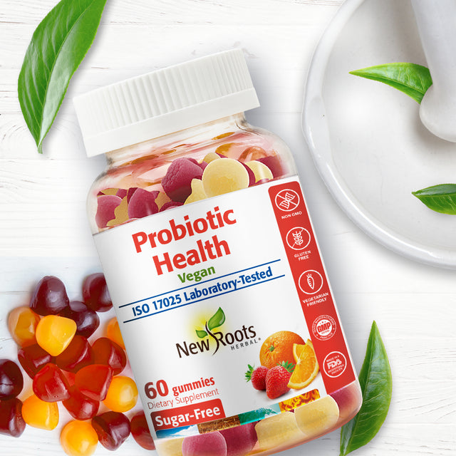 New Roots Herbal Daily Probiotic Gummies with 5 Billion Cfus for Digestive Health, Gut Health, and Immunity - Sugar Free Probiotics for Men and Women (60 Count)