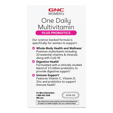 GNC Women'S Multivitamin + Probiotics, 60 Capsules, One Daily Vitamins & Minerals plus Digestive Health for Women