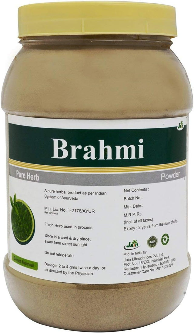 Jain'S Brahmi Bacoppa Moneiri Pure Powder - 400 Gram - Indian Ayurveda'S Pure Natural Herbal Supplement Powder