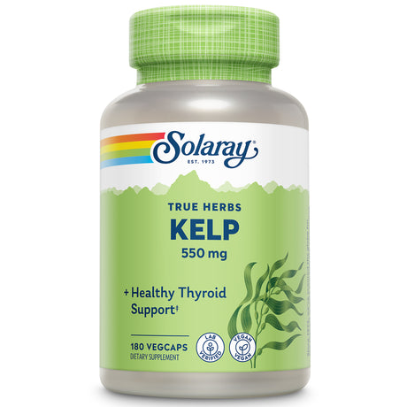 Solaray Kelp 550 Mg with Folic Acid for Healthy Thyroid Function, Energy & Metabolism Support | Non-Gmo | 180 Vegcaps