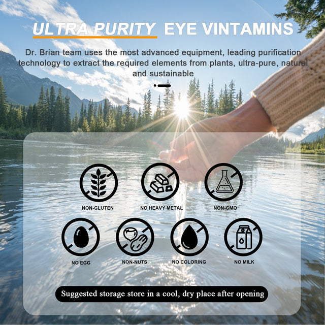 Dr.Brian Eye Vitamins 5 in 1 Eye Formula with Lutein 20Mg, Omega 3 Fish Oil EPA DHA 730Mg, Vitamin A, E, Zinc for Eye Vision Brain Cardiovascular Health Care Eye Macular Degeneration Supplement Adults