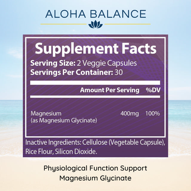 Magnesium Glycinate - Enzymatic and Physiological Functions Aid by Aloha Balance