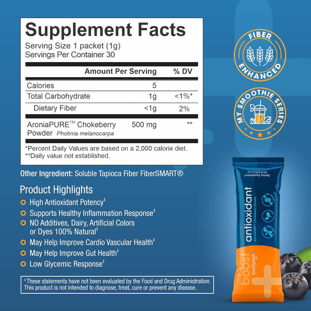 Bodyright Antioxidant Boost - Antioxidant Superfood Powder - 30 Servings - Unflavored Aronia Berry Powder for Smoothies - Organic Vegan Antioxidants Supplement for Men and Women