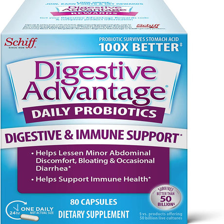 Digestive Advantage Probiotics for Digestive Health, Daily Probiotics for Women & Men, Support for Occasional Bloating, Minor Abdominal Discomfort & Gut Health, 80Ct Capsules