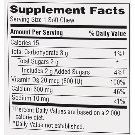 Caltrate Soft Chews 600+D3 Calcium Vitamin D Supplement, Vanilla Creme - 60 Count