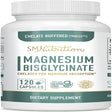 SM Nutrition Chelated Magnesium Glycinate |For Sleep Support Muscle Cramps & Bone Health | 120 Ct