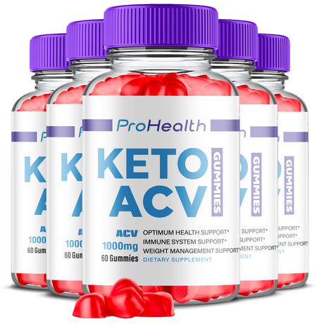 (5 Pack) Prohealth Keto ACV Gummies -Apple Cider Vinegar Supplement for Weight Loss - Energy & Focus Boosting Dietary Supplements for Weight Management & Metabolism - Fat Burn - 300 Gummies