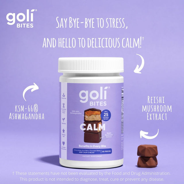 Goli Nutrition Calm Ashwagandha Bites, Chocolate Acai Berry, 30 Count