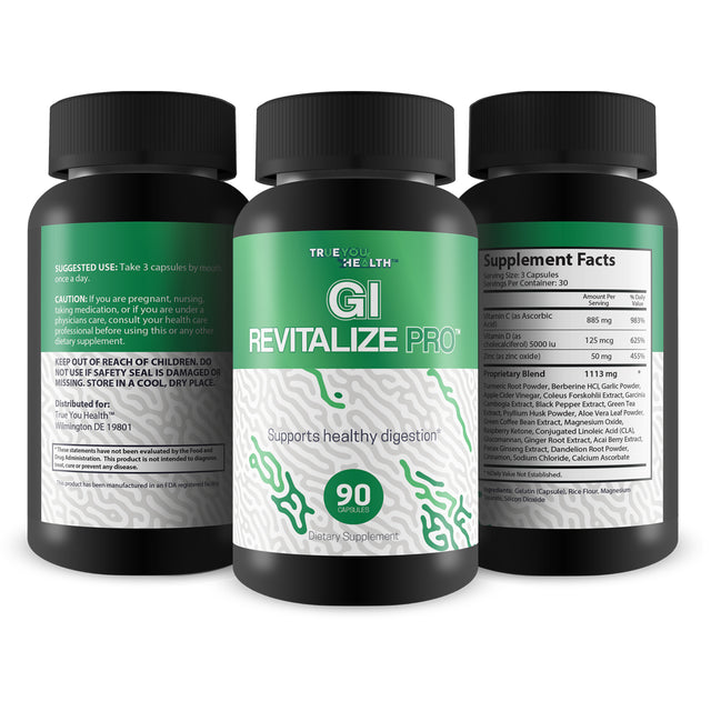 GI Revitalize Pro - Gut Health Supplements for Gastrointestinal Health Support - Promote Improved Digestion, Nutrient Absorption, & Regularity - Vitamin D & Psyllium - Bonus Immune Support Benefits