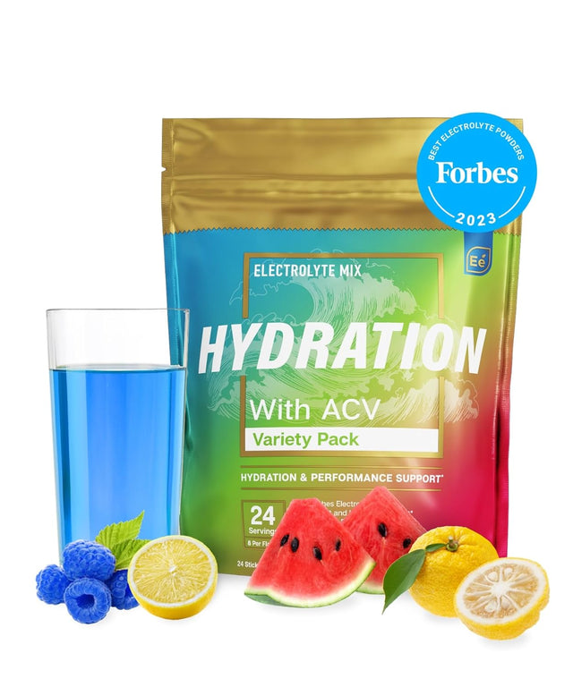 Essential Elements Hydration Packets - Electrolytes Powder Packets Sugar Free - 24 Stick Packs of Electrolytes Powder No Sugar - Electrolyte Water Drink Mix with ACV & Vitamin C - Variety Pack