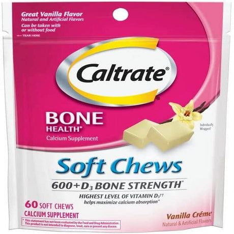 Caltrate Calcium Vitamin D Soft Chew, Vanilla Crã¨Me & Choclate Truffle Pack, 120 Count Each - Pack of 3