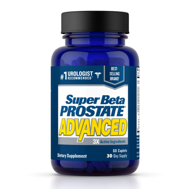 Super Beta Prostate Advanced Prostate Supplement for Men - Reduce Bathroom Trips, Promote Sleep, Support Urinary Health & Bladder Emptying. Beta Sitosterol Not Saw Palmetto. (60 Caplets, 1-Bottle)