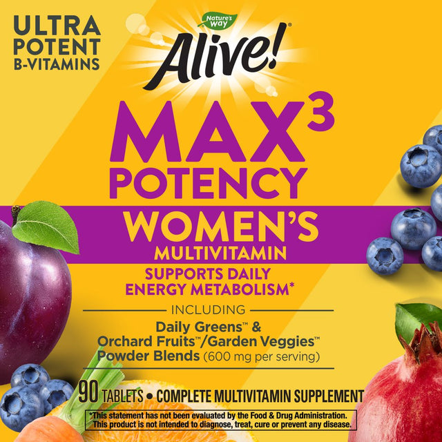 Nature’S Way Alive! Max3 Potency Women’S Multivitamin, High Potency B-Vitamins, 90 Tablets