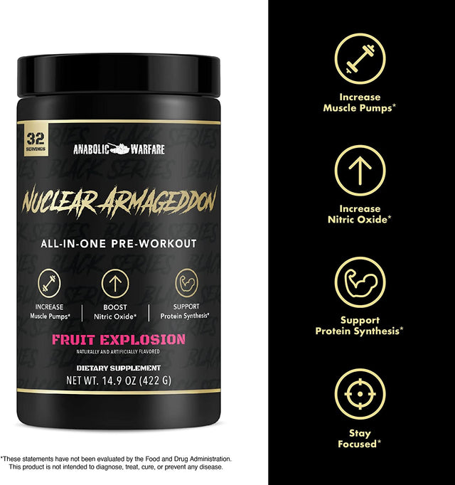 Anabolic Warfare Nuclear Armageddon Pre Workout Powder Pre-Workout for Men & Women with L-Citrulline, Beta Alanine Powder and Caffeine (Ballistic Berry Lemonade - 30 Servings)