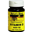 Nature'S Blend Vitamin D 400 IU Body Immunity Essential Nutrient Dietary Supplement, 100 Ct