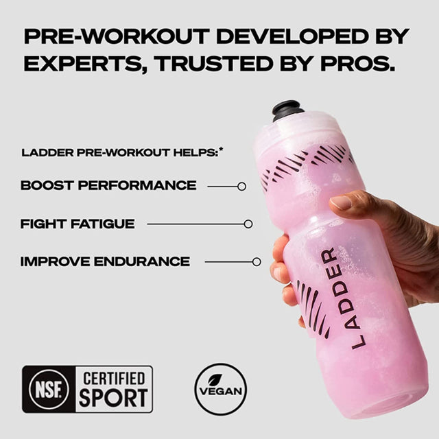 LADDER Sport Pre Workout Powder, 100Mg Caffeine, Beta-Alanine, Creatine, Theanine, Clean Energy with No Artificial Sweeteners, NSF Certified for Sport (Strawberry Lemonade, 20 Ounce (Bag with Scoop)