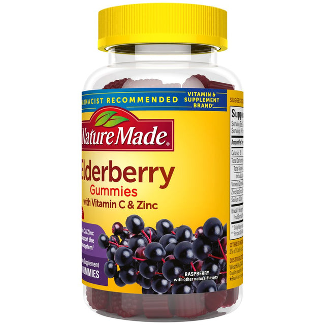 Nature Made Elderberry with Vitamin C and Zinc Gummies, Dietary Supplement, 100 Count