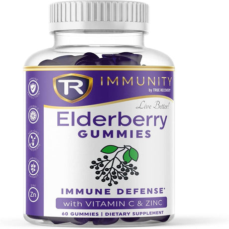 Elderberry Gummies for Adults | Zinc Gummies for Immune Support with Black Elderberry | Plant Based Pectin and Vegan Friendly | 100Mg | 60 Count Gummies