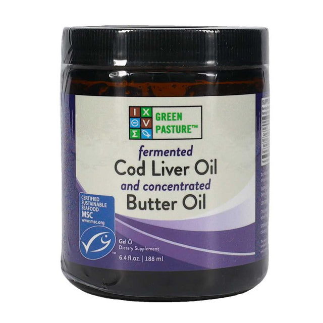 Green Pasture Fermented Cod Liver Oil and Concentrated Butter Oil Gel, 6.4 Oz/188Ml - Unflavored