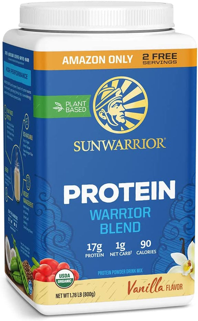 Vegan Protein Powder Plant-Based Protein Powder USDA Organic | BCAA Amino Acids Hemp Seed | Soy Free, Dairy Free, Gluten Free, Synthetic Free NON-GMO | Vanilla, 32 Servings, 17G Protein | Warriorblend