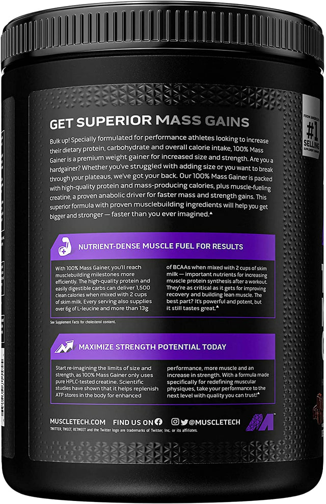 Mass Gainer Muscletech 100% Mass Gainer Protein Powder Protein Powder for Muscle Gain Whey Protein + Muscle Builder Weight Gainer Protein Powder Creatine Supplements Chocolate, 5.15 Lbs