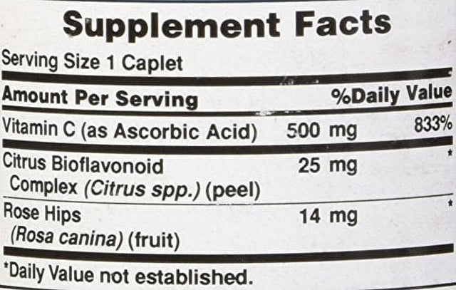 Puritan'S Pride Vitamin C-500 Mg with Bioflavonoids & Rose Hips Taplets, 100 Count