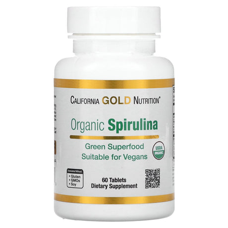 Organic Spirulina Supplement by California Gold Nutrition, Featuring a Green Superfood with Antioxidants, Vegan Friendly, Gluten Free, Non-Gmo, 500 Mg,60 Tablets