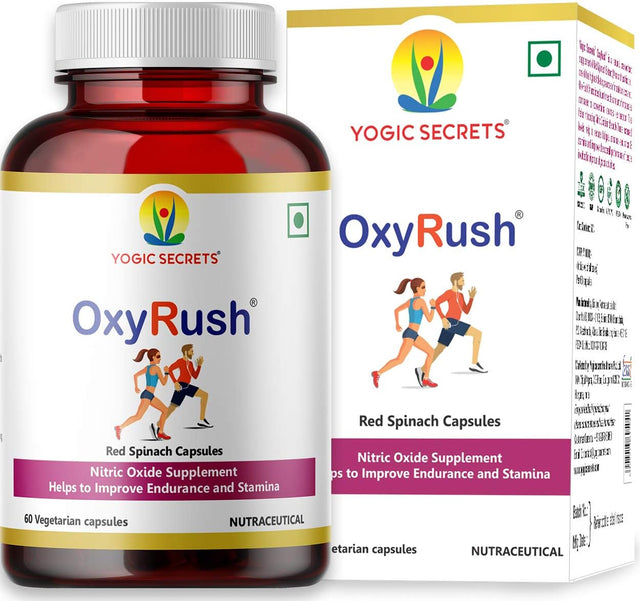 Oxyrush Nitric Oxide Booster Patented Formula Made from Red Spinach, 900Mg, 60Ct, for Endurance, Stamina and Heart Health.