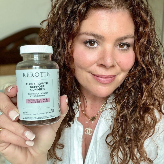 Kerotin Hair Growth Gummies - Vegetarian, Natural and 100% Made in the US - for Thinning Hair and Faster Growth - Berry Flavored, Contains Biotin and Essential Vitamins