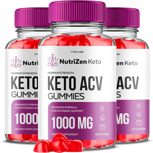 (3 Pack) Nutrizen Keto ACV Gummies - Apple Cider Vinegar Supplement for Weight Loss - Energy & Focus Boosting Dietary Supplements for Weight Management & Metabolism - Fat Burn - 180 Gummies