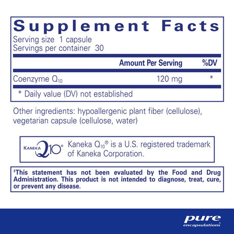 Pure Encapsulations Coq10 120 Mg | Coenzyme Q10 Supplement for Energy, Antioxidants, Brain and Cellular Health, Cognition, and Cardiovascular Support* | 30 Capsules