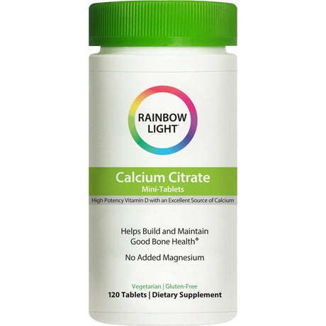 Rainbow Light - Calcium Citrate Mini-Tabs - Food-Based Calcium Supplement Supports Calcium Absorption, Bone and Tooth Health; 800 IU Vitamin D3, 800Mg Calcium; Vegetarian and Gluten-Free - 120 Tablets