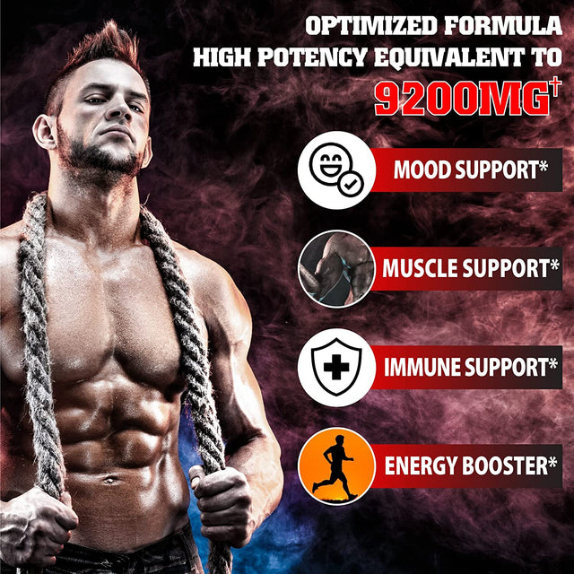 Agobi Herbal Test Support for Male Supplement - Support Efficiency, Speed, Strength, Flexibility - Body Booster Equivalent 9200Mg - 2 Packs 60Caps - 2 Month Supply