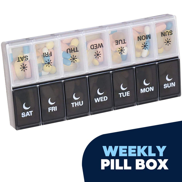 Pill Organizer, Weekly Large Pill Box 2 Times a Day, AM PM Pill Case, Day Night Pill Container with 14 Compartment, Medicine Organizer for Daily Vitamins & Fish Oil, Great for Travel