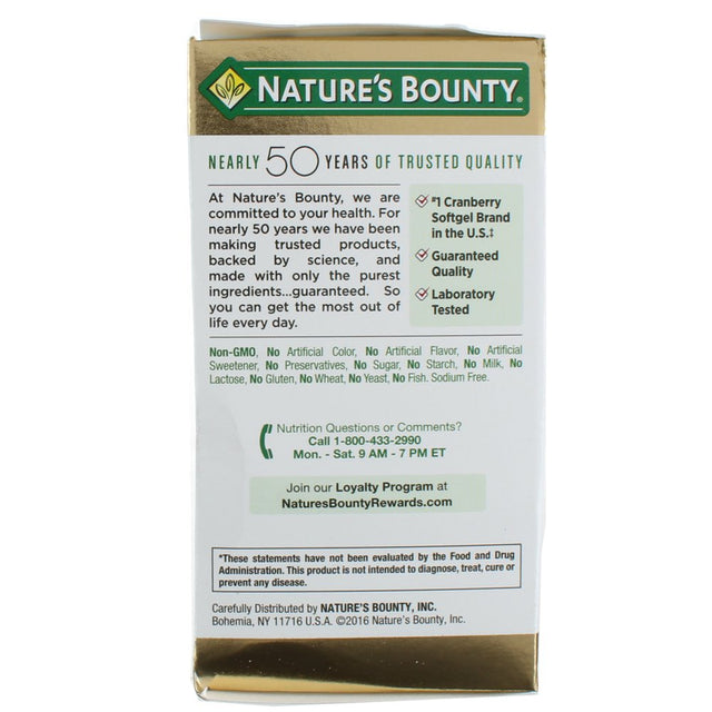 Natures Bounty Triple Strength Natural Cranberry with Vitamin C Softgels - 60 Ea, 2 Pack