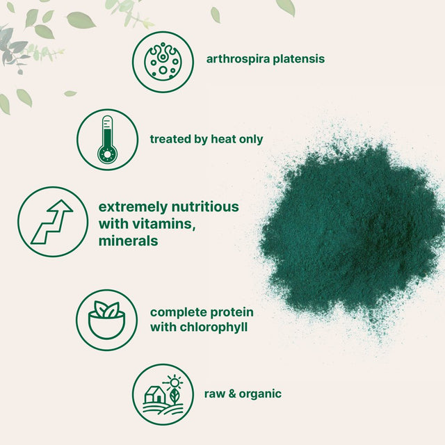 Certified Organic Spirulina Powder, 1 Pound, Rich in Vegan Protein, Minerals, Vitamins, Gluten Free and NON-GMO